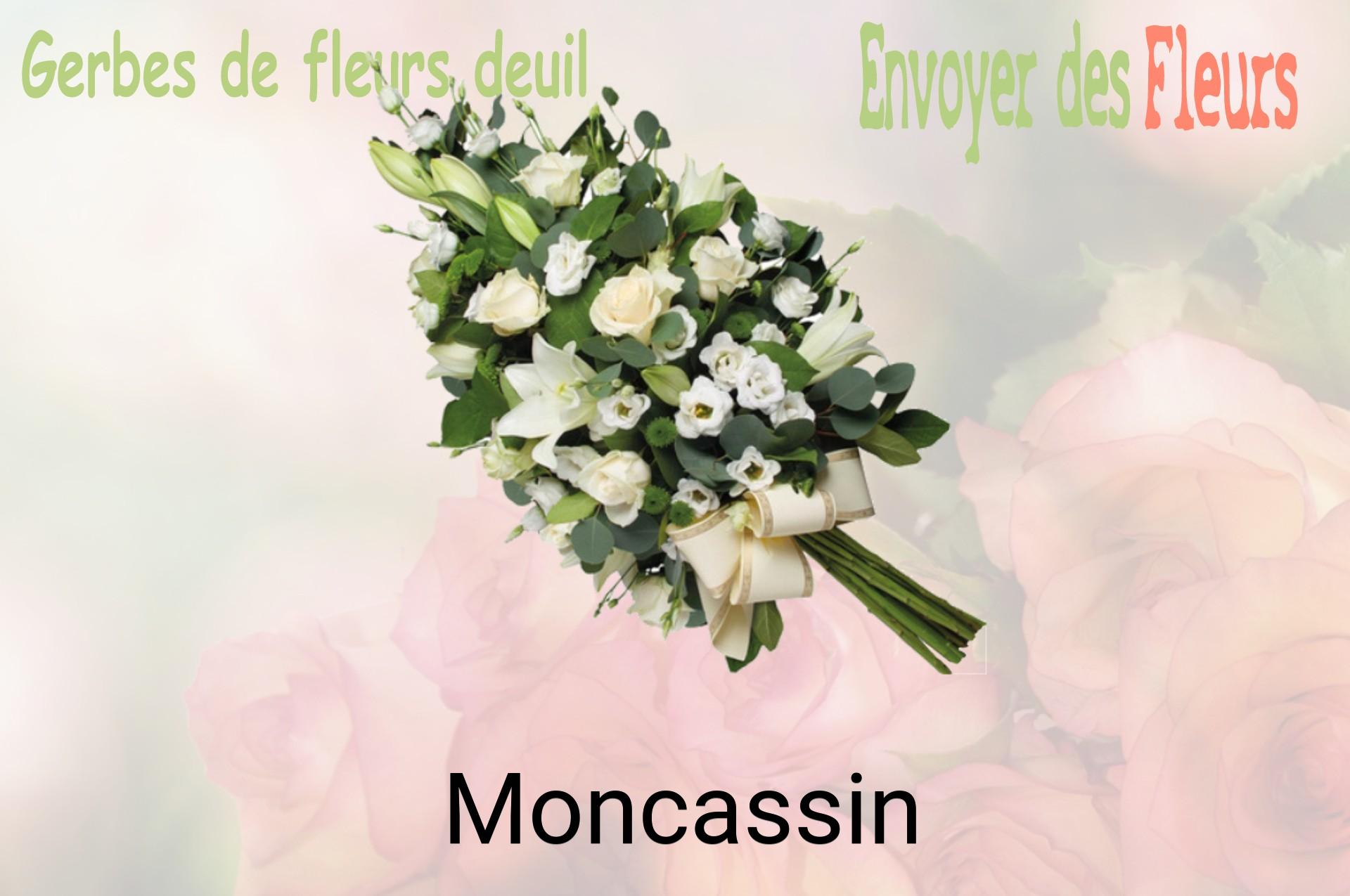 Gerbe de fleurs de deuil livrée à Moncassin
